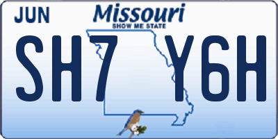 MO license plate SH7Y6H