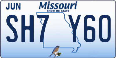 MO license plate SH7Y6O