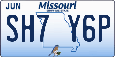 MO license plate SH7Y6P