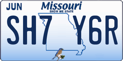 MO license plate SH7Y6R