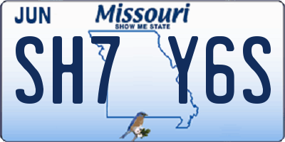 MO license plate SH7Y6S