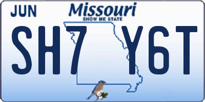MO license plate SH7Y6T