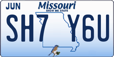 MO license plate SH7Y6U