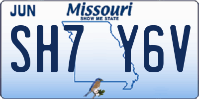 MO license plate SH7Y6V