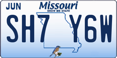 MO license plate SH7Y6W