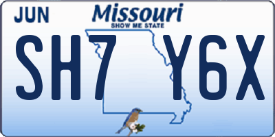 MO license plate SH7Y6X