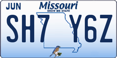 MO license plate SH7Y6Z