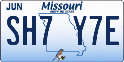 MO license plate SH7Y7E
