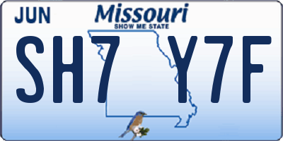 MO license plate SH7Y7F