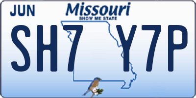 MO license plate SH7Y7P