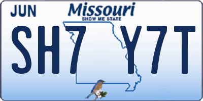 MO license plate SH7Y7T