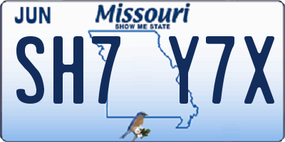 MO license plate SH7Y7X