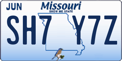 MO license plate SH7Y7Z