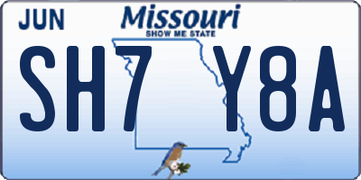 MO license plate SH7Y8A