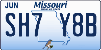 MO license plate SH7Y8B
