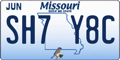 MO license plate SH7Y8C
