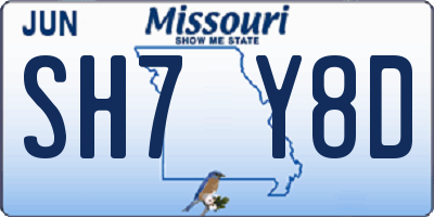 MO license plate SH7Y8D