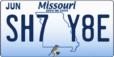 MO license plate SH7Y8E