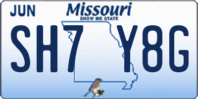 MO license plate SH7Y8G