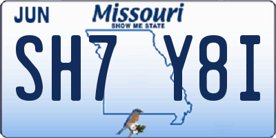 MO license plate SH7Y8I