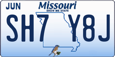 MO license plate SH7Y8J