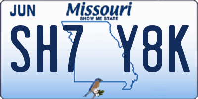 MO license plate SH7Y8K