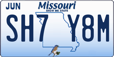 MO license plate SH7Y8M