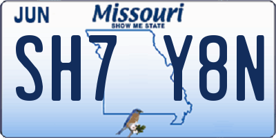MO license plate SH7Y8N
