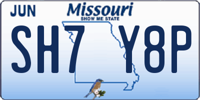 MO license plate SH7Y8P