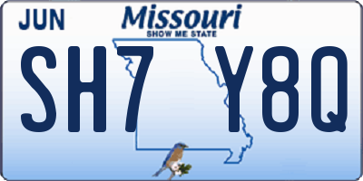 MO license plate SH7Y8Q