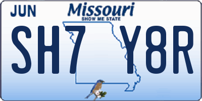 MO license plate SH7Y8R