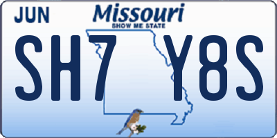 MO license plate SH7Y8S