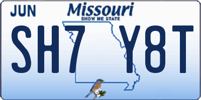 MO license plate SH7Y8T