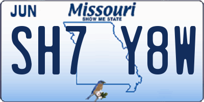 MO license plate SH7Y8W