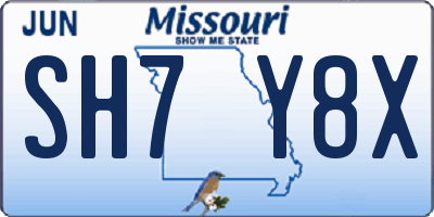 MO license plate SH7Y8X