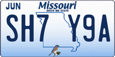 MO license plate SH7Y9A