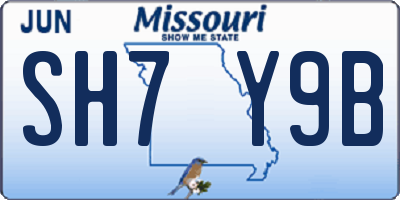 MO license plate SH7Y9B