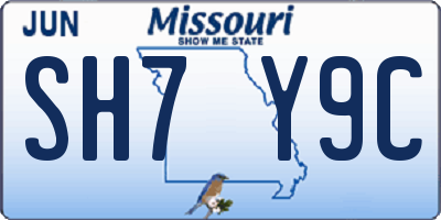 MO license plate SH7Y9C