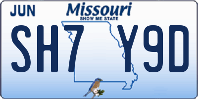 MO license plate SH7Y9D