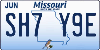 MO license plate SH7Y9E