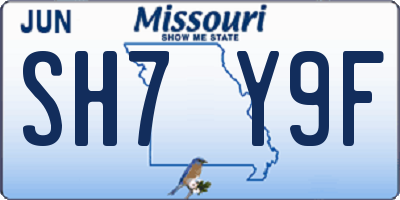 MO license plate SH7Y9F
