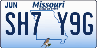 MO license plate SH7Y9G