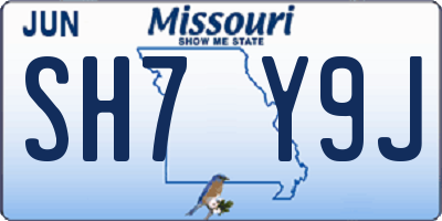 MO license plate SH7Y9J