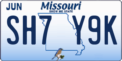 MO license plate SH7Y9K