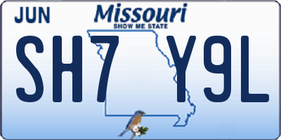 MO license plate SH7Y9L