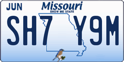 MO license plate SH7Y9M