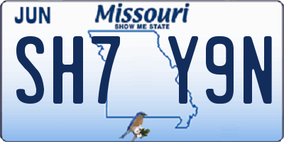 MO license plate SH7Y9N