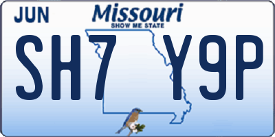 MO license plate SH7Y9P