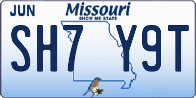 MO license plate SH7Y9T
