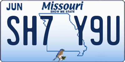 MO license plate SH7Y9U